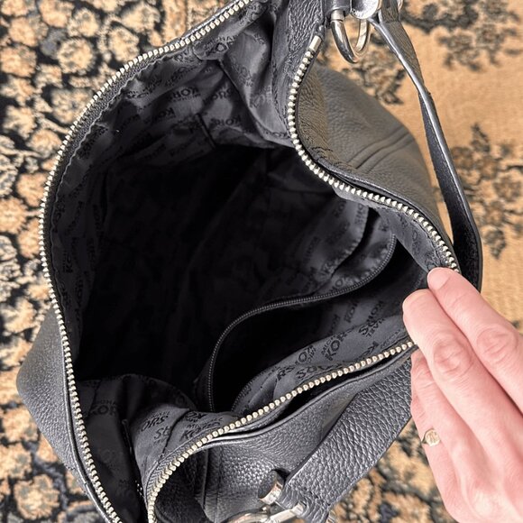 Michael Kors Black Pebbled Leather Hobo Bag with Tassel Charm - Picture 4 of 5